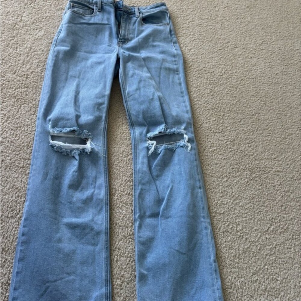 Francesca's Collections Light Blue High Rise Distressed Jeans